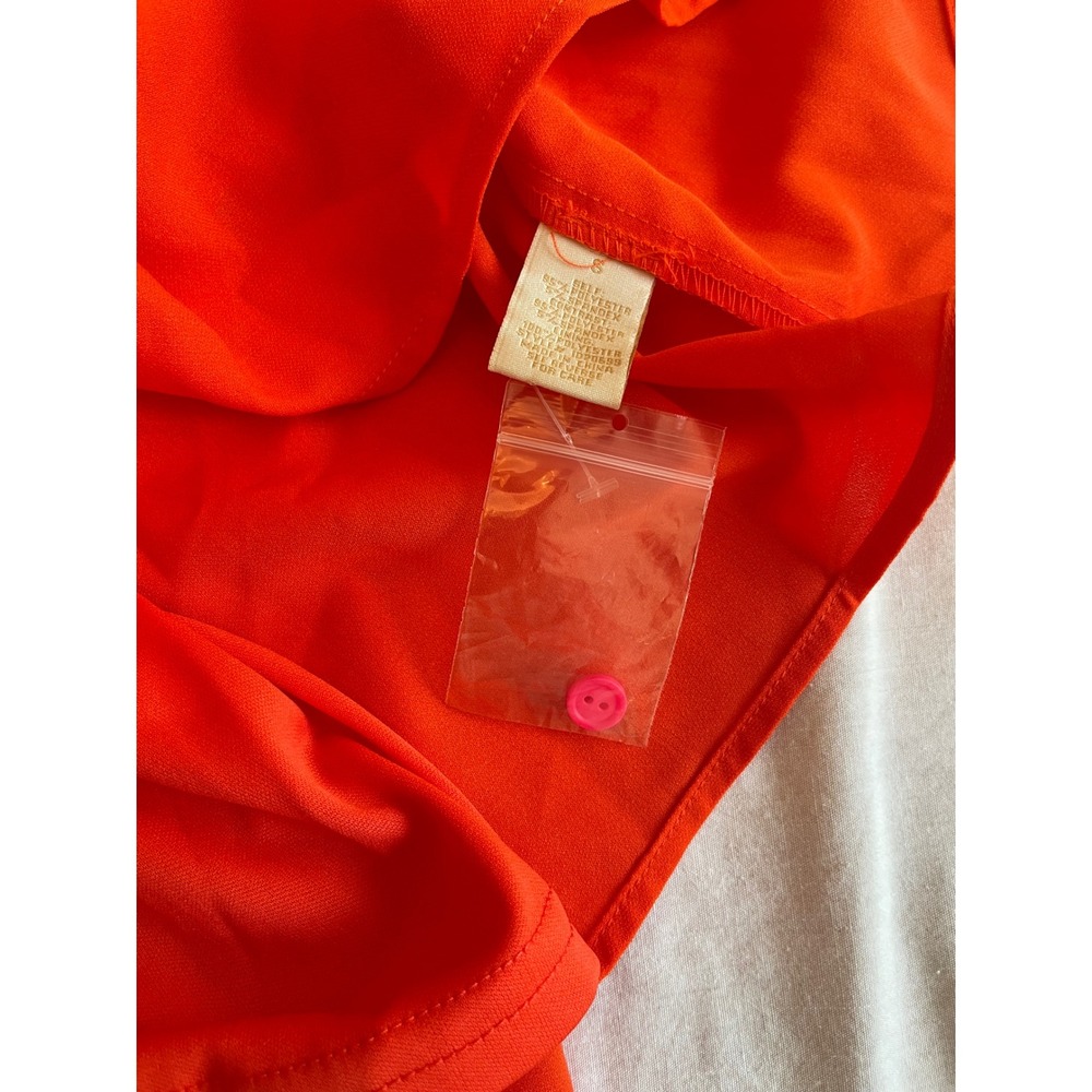 Flying Tomato Orange Pink Danica Pintuck Puff Sleeve Shirt Dress Retro Chic Sm - Picture 6 of 11